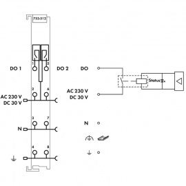 WAGO | 753-512 | 2-CHANNEL RELAY OUTPUT; AC 250 V; 2.0 A; 2