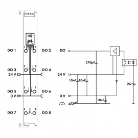 WAGO | 753-530 | 8-CHANNEL DIGITAL OUTPUT; 24 VDC; 0.5 A; LI