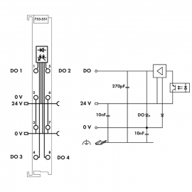 WAGO | 753-531 | 4-CHANNEL DIGITAL OUTPUT; 24 VDC; 0.5 A; 2-