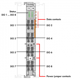 WAGO | 753-534 | 8-CHANNEL DIGITAL OUTPUT; 12 VDC; 1 A; LIGH