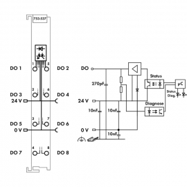 WAGO | 753-537 | 8-CHANNEL DIGITAL OUTPUT; 24 VDC; 0.5 A; DI