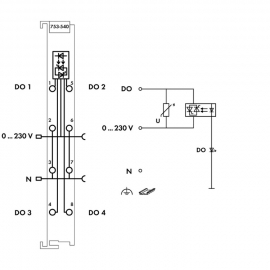 WAGO | 753-540 | 4-CHANNEL DIGITAL OUTPUT; 230 VAC; 0.25 A;