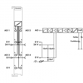 WAGO | 753-553 | 4-CHANNEL ANALOG OUTPUT; 0 … 20 MA; LIGHT G