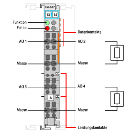 WAGO | 753-557 | 4-CHANNEL ANALOG OUTPUT; ±10 VDC; LIGHT GRA