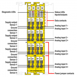 WAGO | 753-668/000-004 | 4FAI 0/4-20MA, YELLOW