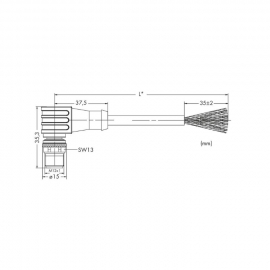 WAGO | 756-1104/060-020 | PROFIBUS CABLE, ANGLED; 2 M; FITTE