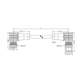 WAGO | 756-1106/060-020 | PROFIBUS CABLE, ANGLED; 2 M; FITTE