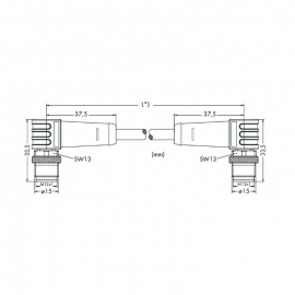 WAGO | 756-1204/060-010 | ETHERNET/PROFINET CABLE, ANGLED 1M