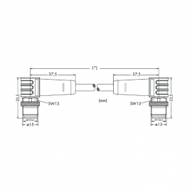 WAGO | 756-1204/060-020 | ETHERNET/PROFINET CABLE, ANGLED; 2