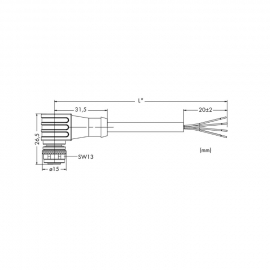 WAGO | 756-3102/040-020 | POWER SUPPLY CABLE, ANGLED; 2 M; F