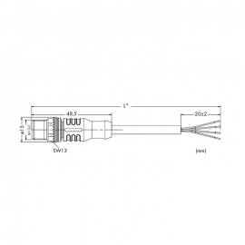 WAGO | 756-3103/040-050 | POWER SUPPLY CABLE, STRAIGHT; 5 M;