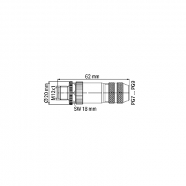 WAGO | 756-9207/060-000 | M12 PLUG; A-CODED; STRAIGHT; CONFI