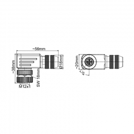 WAGO | 756-9210/060-000 | M12 SOCKET; A-CODED; ANGLED; CONFI