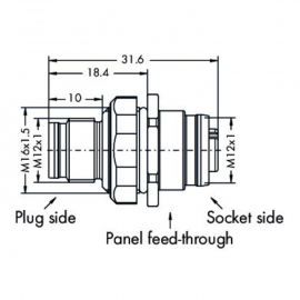 WAGO | 756-9217/050-000 | M12 PANEL FEED-THROUGH CONNECTOR;