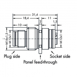 WAGO | 756-9406/050-000 | M12 PANEL FEED-THROUGH CONNECTOR;