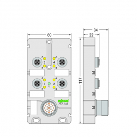 WAGO | 757-145 | M12 SENSOR/ACTUATOR BOX; 4-WAY; 5-POLE; M23