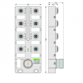 WAGO | 757-185/100-000 | M12 SENSOR/ACTUATOR BOX; 8-WAY; 5-P
