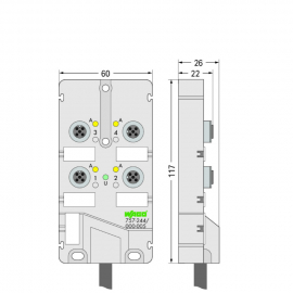 WAGO | 757-244/000-005 | M12 SENSOR/ACTUATOR BOX; 4-WAY; 4-P