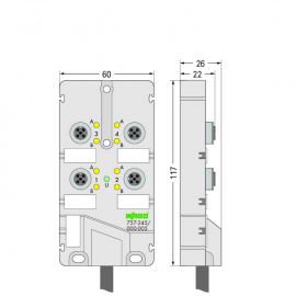 WAGO | 757-245/000-005 | M12 SENSOR/ACTUATOR BOX; 4-WAY; 5-P