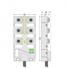 WAGO | 757-265/000-010 | M12 SENSOR/ACTUATOR BOX; 6-WAY; 5-P