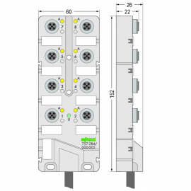 WAGO | 757-284/000-005 | M12 SENSOR/ACTUATOR BOX; 8-WAY; 4-P