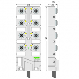 WAGO | 757-284/000-010 | M12 SENSOR/ACTUATOR BOX; 8-WAY; 4-P