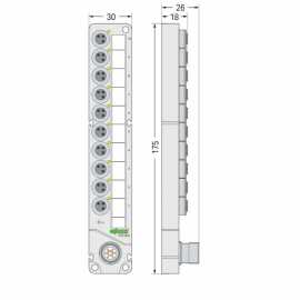 WAGO | 757-303 | M8 SENSOR/ACTUATOR BOX; 10-WAY; 3-POLE; M16