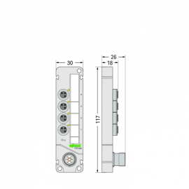 WAGO | 757-343 | M8 SENSOR/ACTUATOR BOX; 4-WAY; 3-POLE; M16