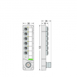 WAGO | 757-363 | M8 SENSOR/ACTUATOR BOX; 6-WAY; 3-POLE; M16