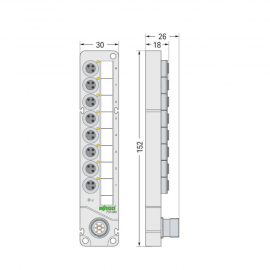 WAGO | 757-383 | M8 SENSOR/ACTUATOR BOX; 8-WAY; 3-POLE; M16