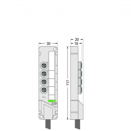 WAGO | 757-443/000-005 | M8 SENSOR/ACTUATOR BOX; 4-WAY; 3-PO