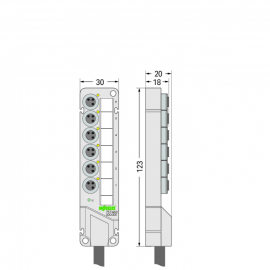 WAGO | 757-463/000-005 | M8 SENSOR/ACTUATOR BOX; 6-WAY; 3-PO