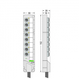 WAGO | 757-483/000-005 | M8 SENSOR/ACTUATOR BOX; 8-WAY; 3-PO