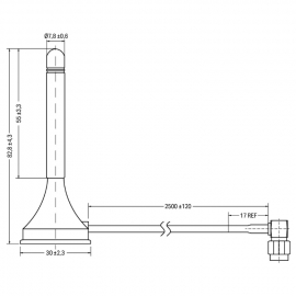 WAGO | 758-975 | MAGNETIC FOOT ANTENNA; WITH 2.5M CABLE AND