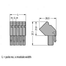 WAGO | 769-101/022-000 | 1-CONDUCTOR FEMALE PLUG; ANGLED; 4