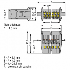 WAGO | 769-602/005-000 | 1-CONDUCTOR MALE CONNECTOR; SNAP-IN