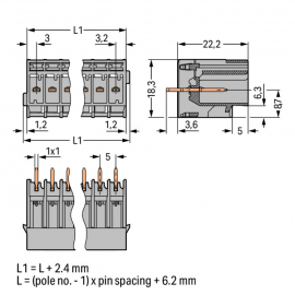 WAGO | 769-632 | THT MALE HEADER; 1.0 X 1.0 MM SOLDER PIN; S