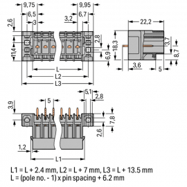 WAGO | 769-632/003-000 | THT MALE HEADER; 1.0 X 1.0 MM SOLDE