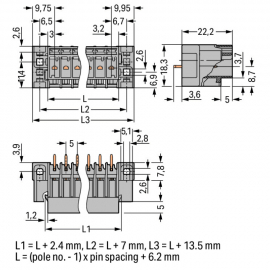 WAGO | 769-632/004-000 | THT MALE HEADER; 1.0 X 1.0 MM SOLDE