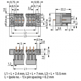 WAGO | 769-633/007-000 | THT MALE HEADER; 1.0 X 1.0 MM SOLDE