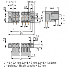 WAGO | 769-662/003-000 | THT MALE HEADER; 1.0 X 1.0 MM SOLDE