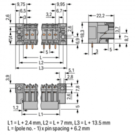 WAGO | 769-663/004-000 | THT MALE HEADER; 1.0 X 1.0 MM SOLDE