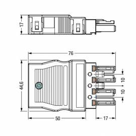 WAGO | 770-104 | SOCKET WITH STRAIN RELIEF HOUSING; 4-POLE,