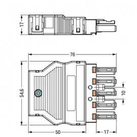 WAGO | 770-105 | SOCKET WITH STRAIN RELIEF HOUSING; 5-POLE;