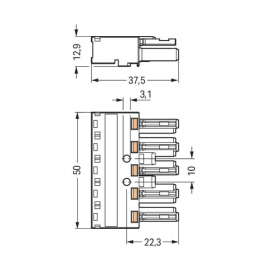 WAGO | 770-1105 | SOCKET 5-POLE; BLUE