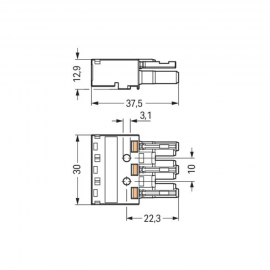 WAGO | 770-1303 | SOCKET 3-POLE, RED