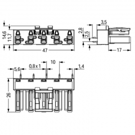 WAGO | 770-3105 | SOCKET FOR PCBS STRAIGHT 5-POLE, BLUE