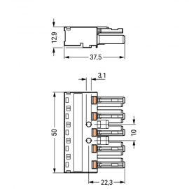 WAGO | 770-405 | SOCKET 5-POLE, BLACK