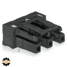 SOCKET FOR PCBS ANGLED 3-POLE, BLACK