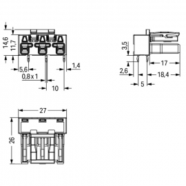 WAGO | 770-803/011-000 | SOCKET FOR PCBS ANGLED 3-POLE, BLAC